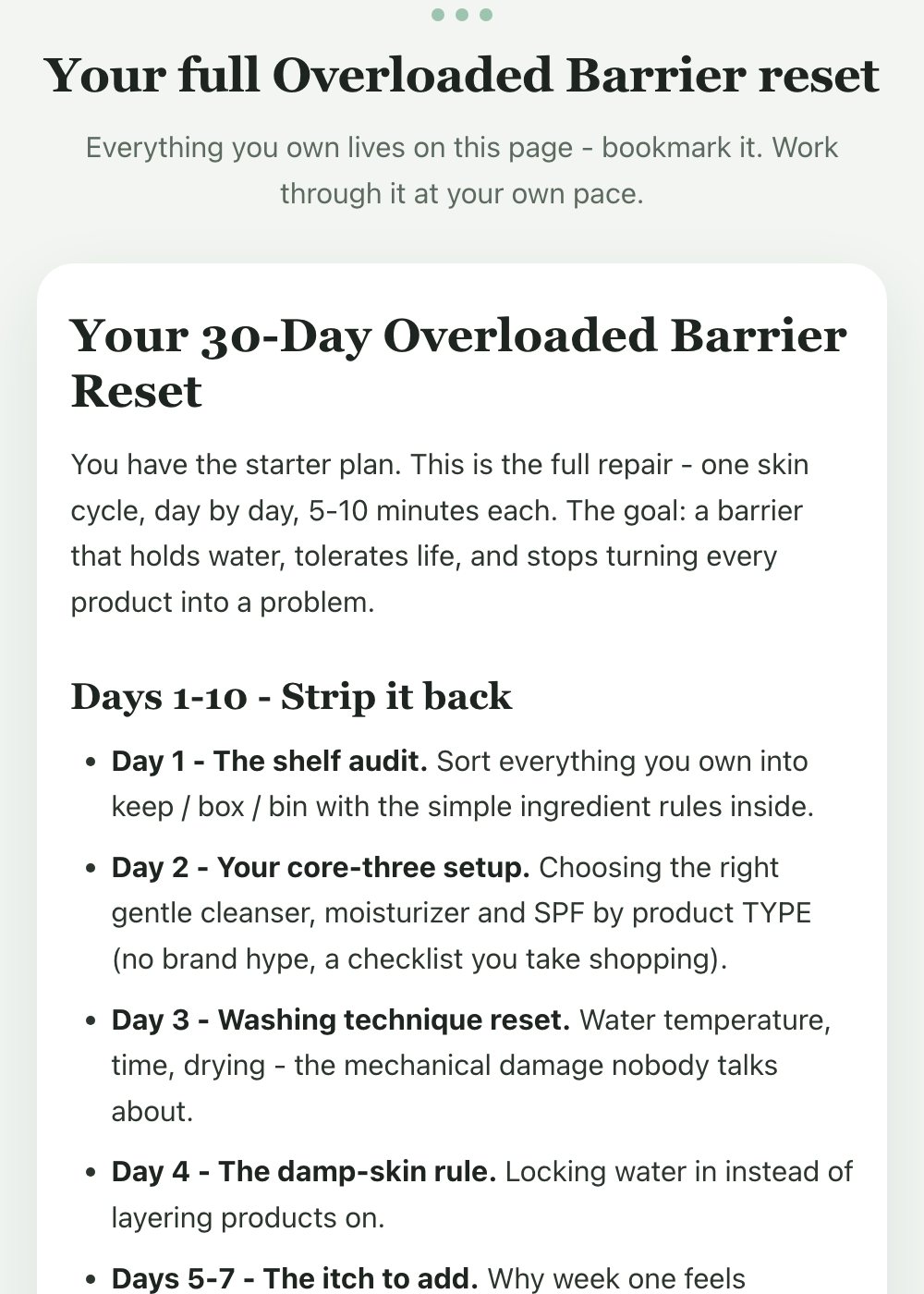 Your unlocked reset portal - the full 30-day plan for your root cause